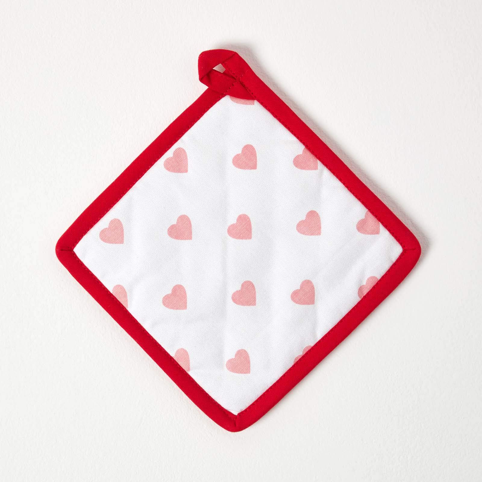 Homescapes Red Hearts Cotton Pot Holder