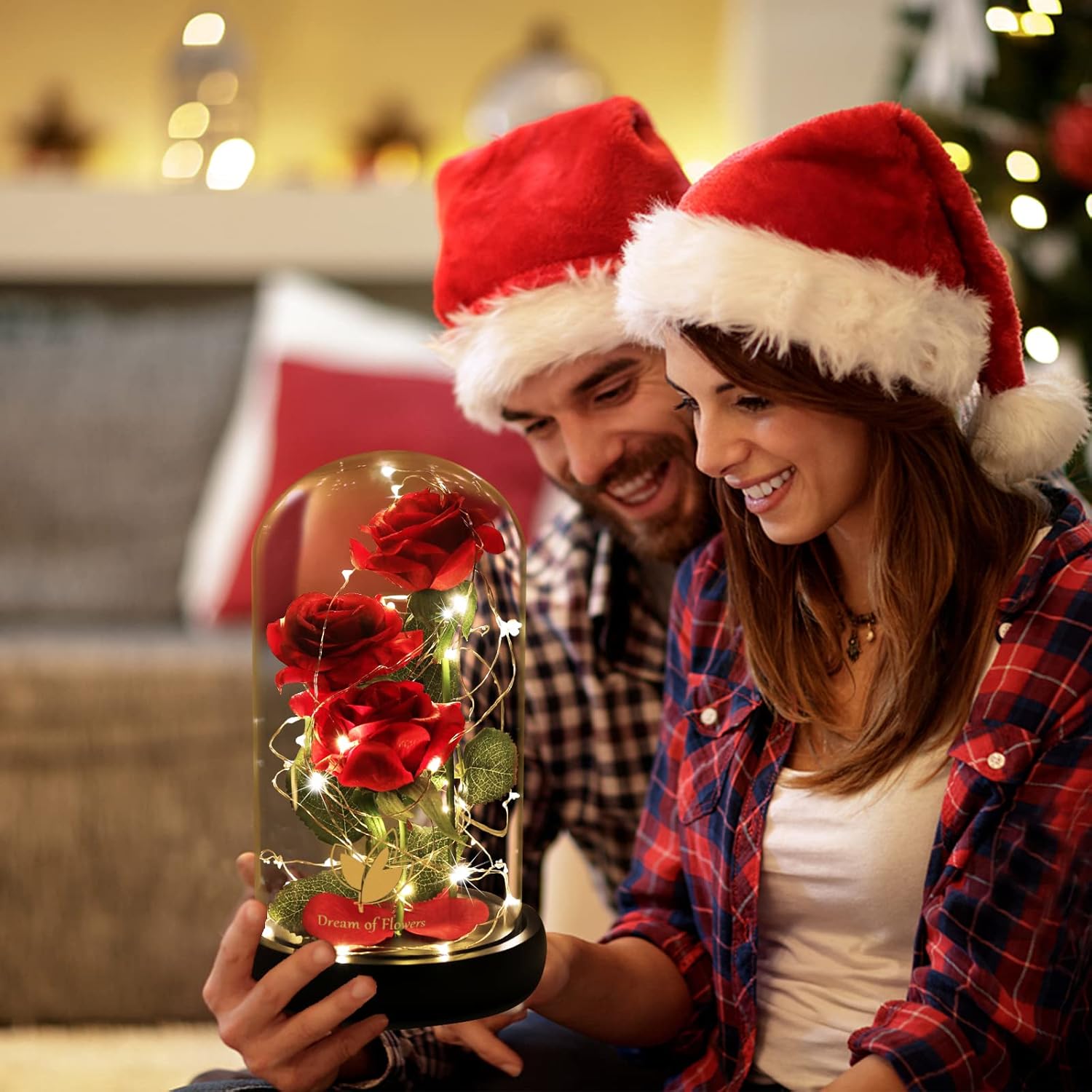 Beauty and The Beast Rose Valentines Day Gifts for Her, Birthday Gifts for Women, Light Up Roses, Glass Dome Rose with LED Lights, Red Roses, Valentines Mother Women's Gift for Mom Wife Girlfriend - Image 7