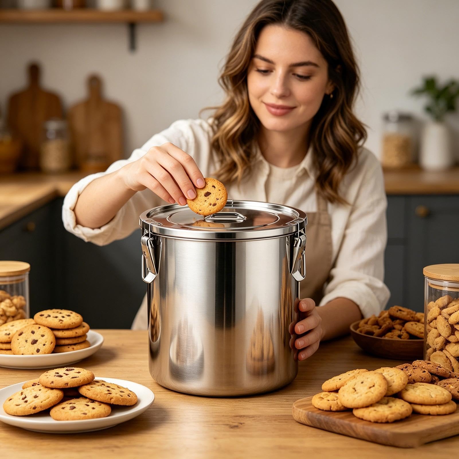 Contenitori In Acciaio Inossidabile Per Conservazione Alimenti | Scatola Per La Conservazione Per Dispensa Caffè Zucchero Riso Forno Cereali Snack