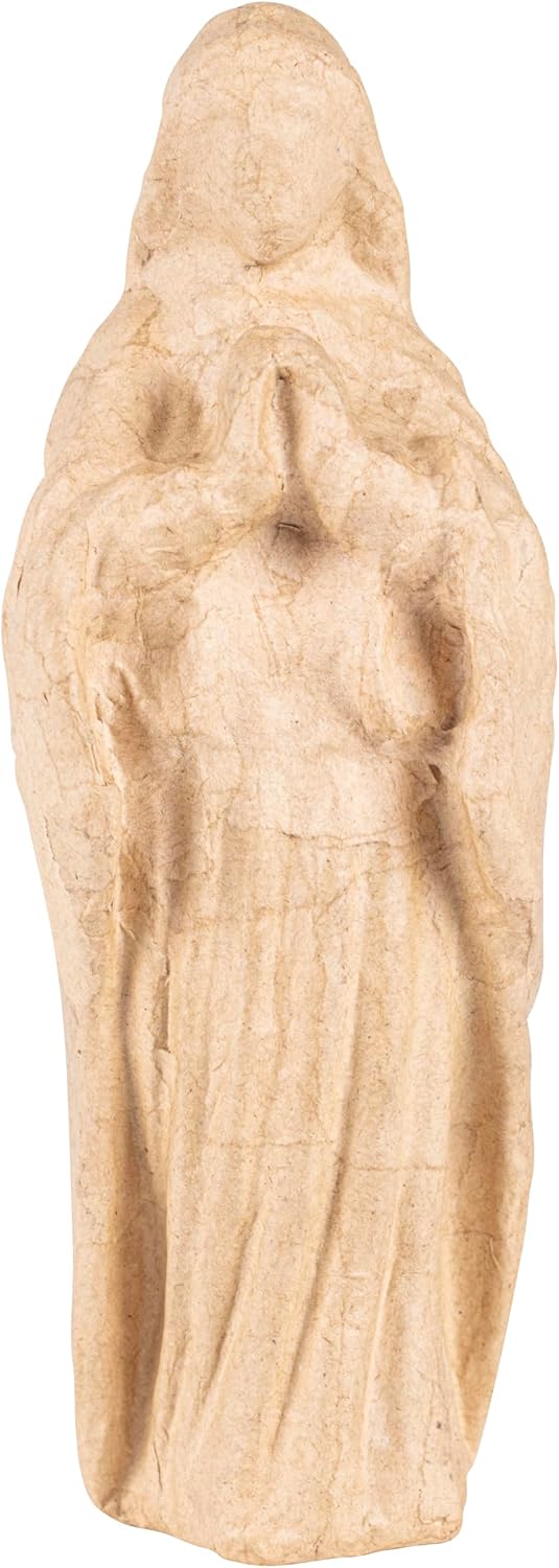 Décopatch LA029C - Brown papier-mâché stand 7x10x26.5 cm, Virgin Mary praying - DIY - Customisable Décor - Completely Personalise - Creative Leisure Activity