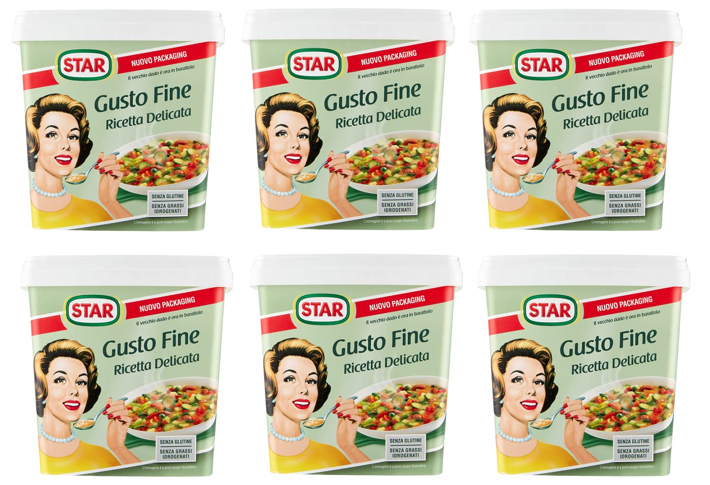 Lot de 6 préparations alimentaires Star Gusto Fine Ricetta Delicata pour bouillon de 1000 g - Environ 50 litres de bouillon sont obtenus