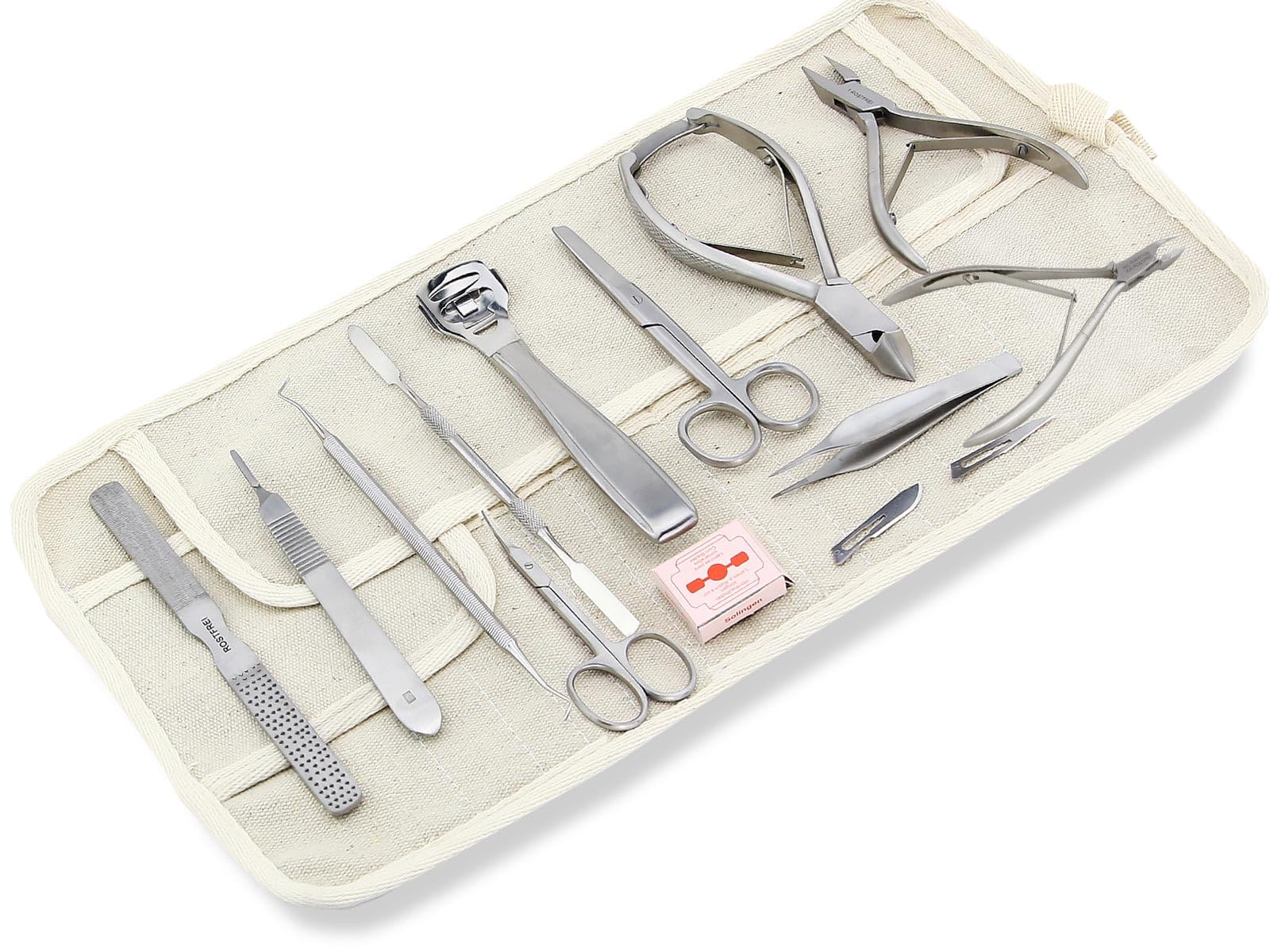 Fußpflege Instrumente Set 21-teilig mit Nagelzangen Nagelscheren Pinzetten | Pediküre Nagelpflege Instrumente für Arbeiten Rund um den Nagel