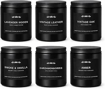 Candle Set for Men, 6 Pack Soy Wax Scented Candles, Masculine Gift Set, Long Lasting Home Fragrance