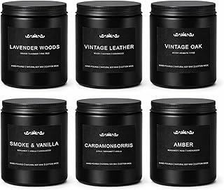 Candles for Men, 6 Pack Soy Wax Gift Set, 300H Long Lasting Home Fragrance with Masculine Scents, Gift for Dad, Husband or Boyfriend