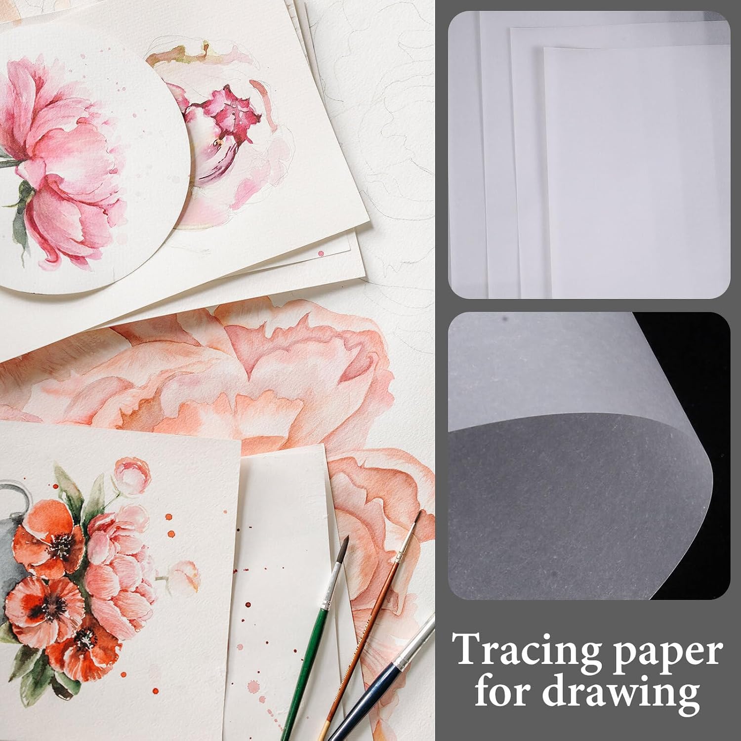 Cabilock 50 Sheets A4 Translucent Tracing Paper Pad for Drawing and Printing, Printable Sketch Paper for Artists and DIY Crafts
