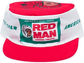 Red Man Painters Hat Redman Vintage 90s Cap Adult Unisex Snap Red/White
