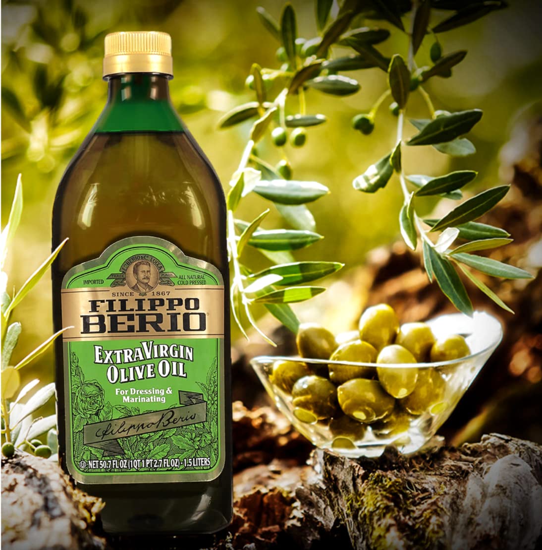 Filippo Berio Extra Virgin Olive Oil, 50.7 Ounce rPET Bottle