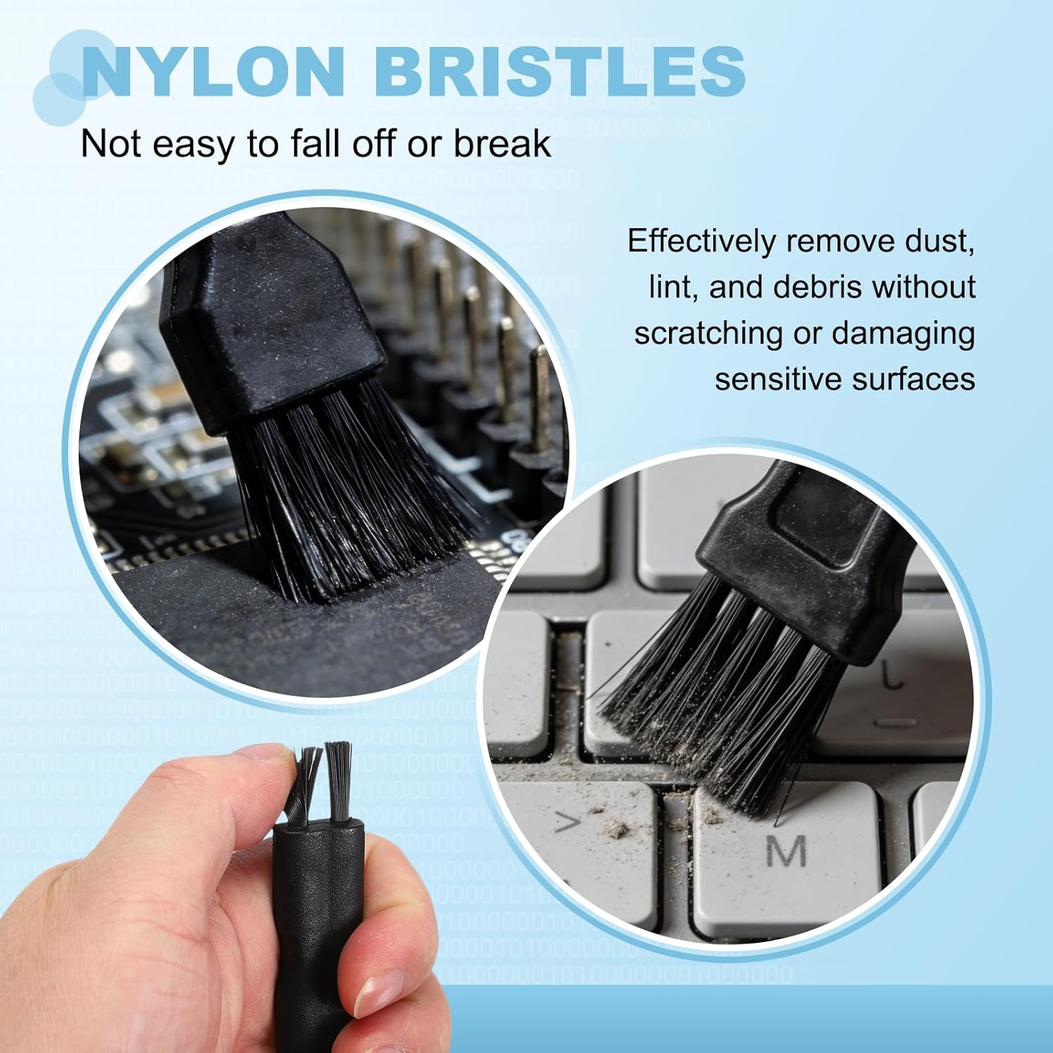 PATIKIL ESD Brush, 5Pcs Electronic Cleaning Brush Set with Tweezers Anti Static Cleaning Tools Plastic Flat Nylon for PCB Computer Keyboard Camera 3D Printers, 15x18mm Bristles