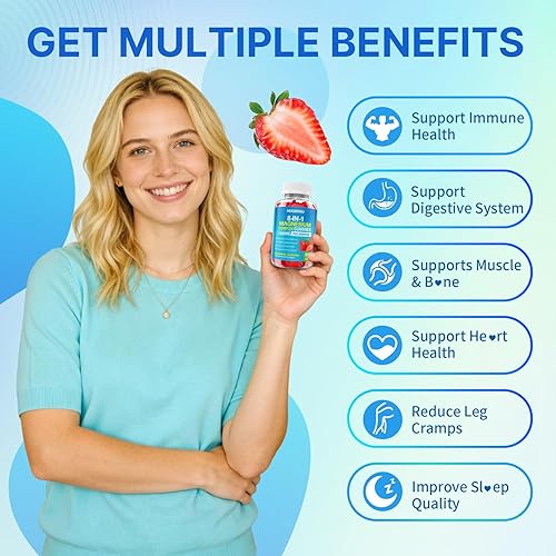 Miniatura 4 de Gomitas de complejo de magnesio para mujeres y hombres 8 en 1, glicinato de magnesio, citrato, malato, taurato, para huesos, músculo, salud