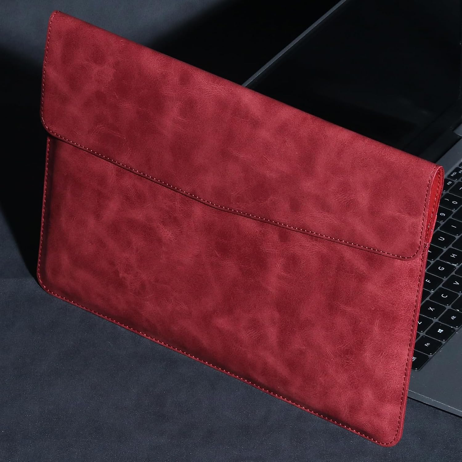 Leather Laptop Sleeve Compatible with MacBook Pro 16 Inch M4 M3 M2 M1 Pro/Max&MacBook Air 15 Inch M4 M3 M2, Genuine Leather Protective Case Cover,Red - Image 3