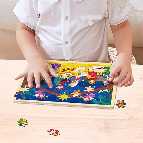 Miniatura 6 de Rompecabezas de 100 piezas para niños de 4 a 8 años, rompecabezas de Navidad para niños de 3 a 5 años, cada pieza es única, rompecabezas de madera