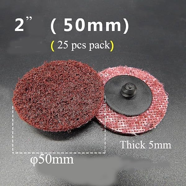 Premium SIGNI R-Type 2 inch Maroon Medium Abrasive Non Woven Nylon Surface Conditioning Disc Quick Change Disc for Rust Removal, Polishing and Finishing (25pcs) by SIGNI - Used condition - Image 2