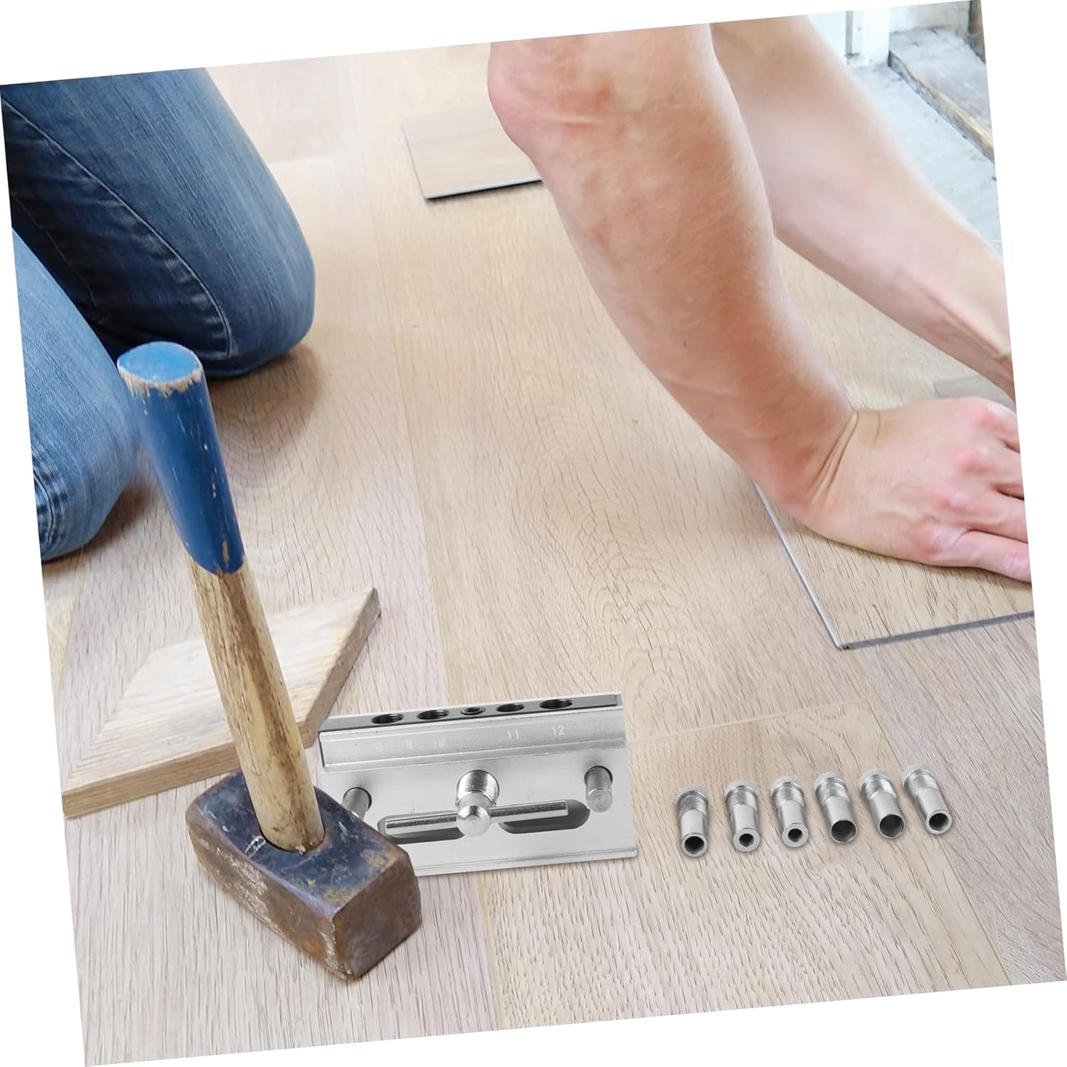 Lurrose Metric Dowel Drilling Guide Locator for Woodworking Self Centering Dowel Jig with Bushings Accurate Positioning Tool for Easy Installation of Joints