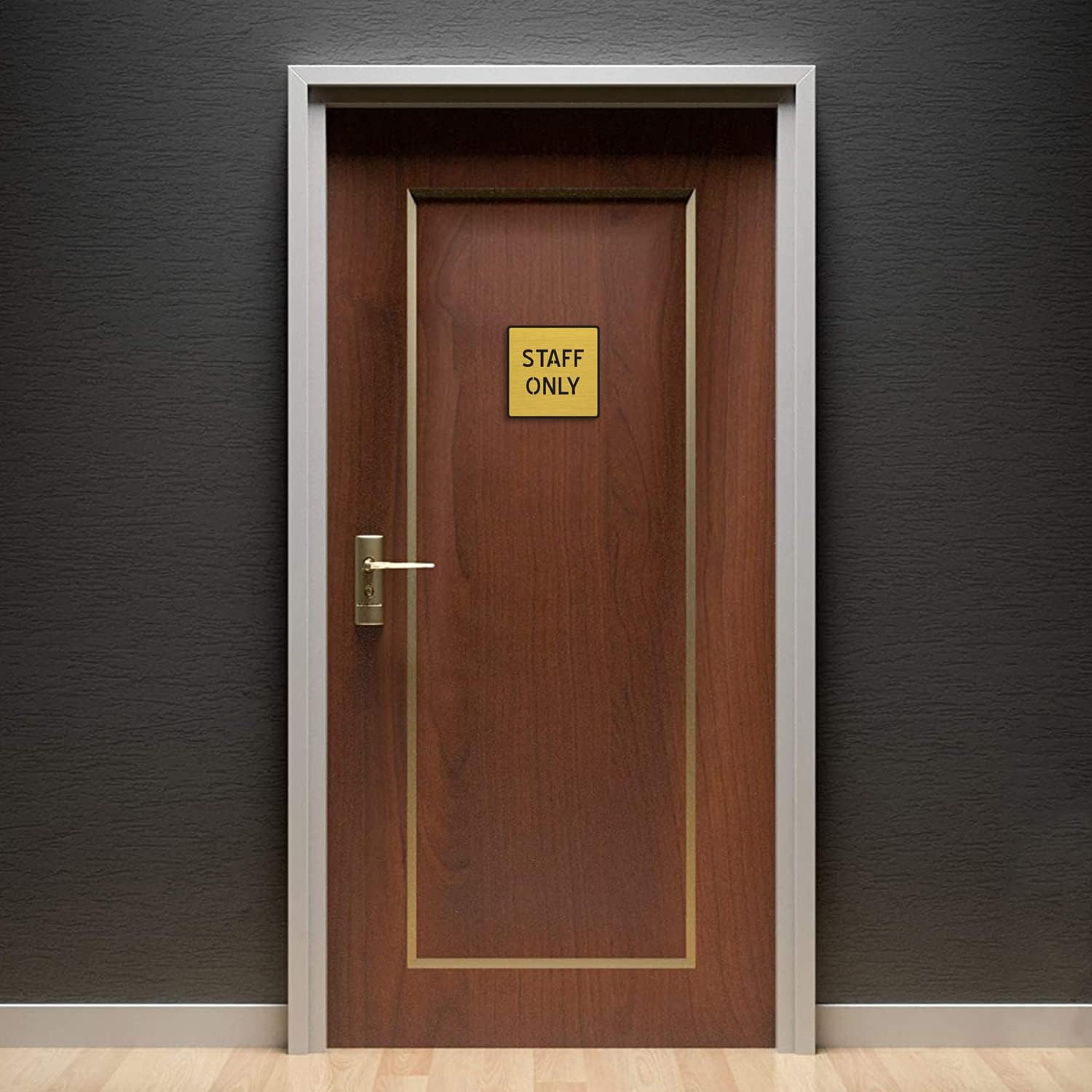 Premium Brush Finish Gold Acrylic Staff ONLY Sign Easy to Mount 3M Double Side Tape 5.8 Inch Signage Self-Adhesive Business Stores Cafe Shop Hospital School Office Hotel