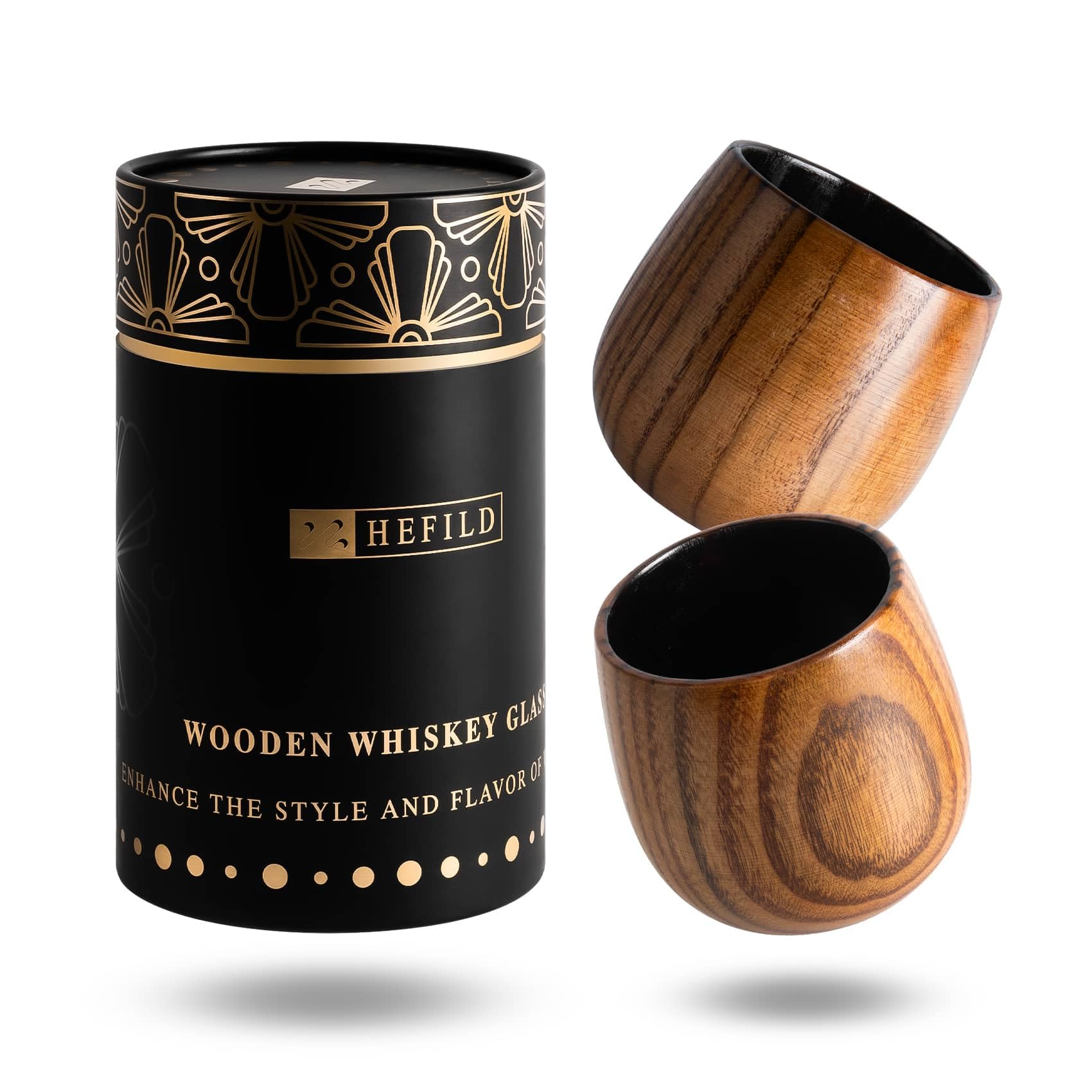 Photo 1 of Hefild Charred Wooden Whiskey Glasses, 2 Pack, Bourbon Tumblers for Men