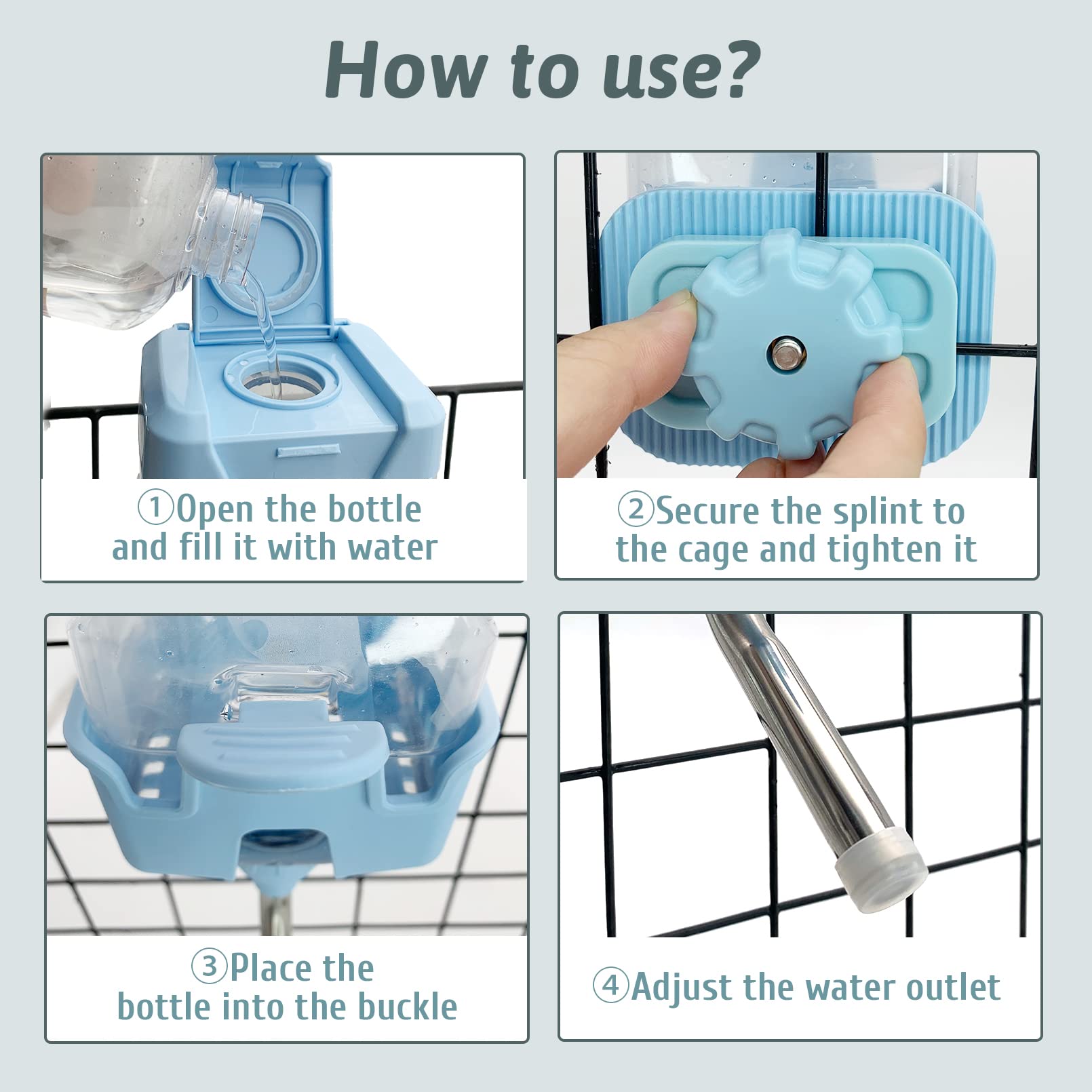 BNOSDM 25oz Rabbit No Drip Top Fill Water Bottle Hanging Leakproof Water Dispenser for Bunny Crate BPA Free Quite Auto Water Feeder for Chinchillas,Squirrels,Guinea Pigs,Punnies (Green)