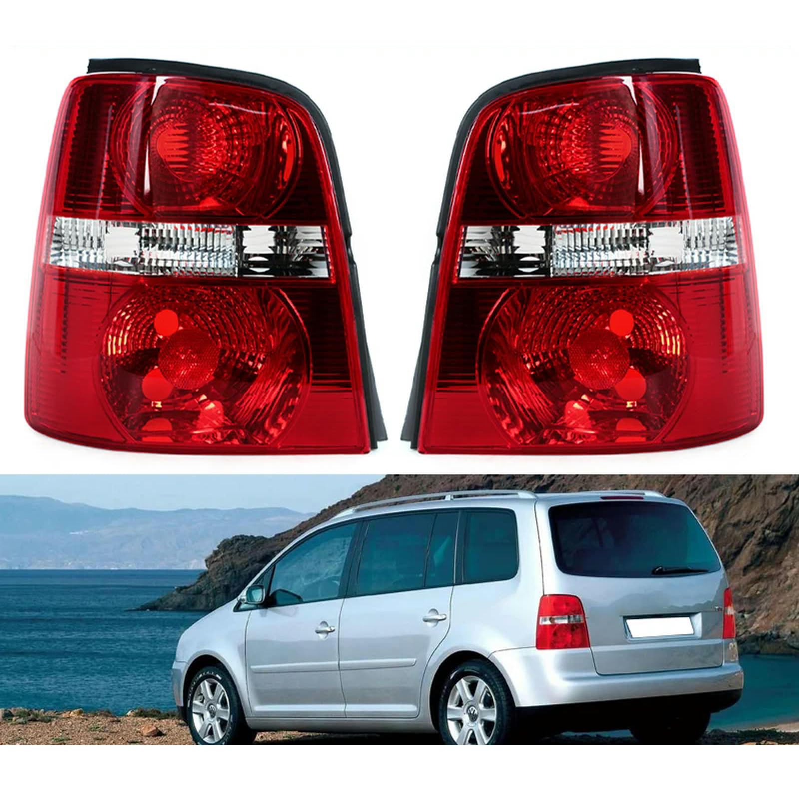 HZTKXADV Car Rear Tail Light Tail Lamp Housing Cover Brake Light Cover Shell Without Bulbs for Touran 2004 2005 2006 2007