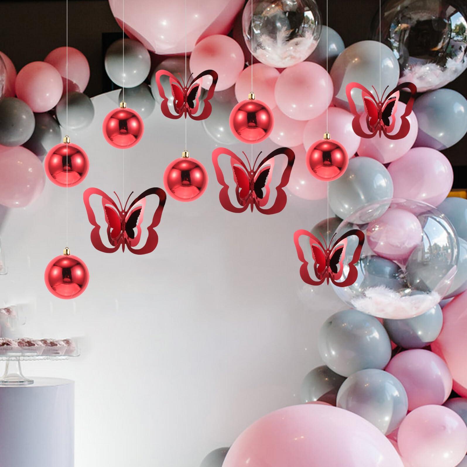 Baluue Decorazioni Farfalle Sospese e Sfere Lucide da Appendere al Soffitto Ghirlanda Primaverile 17 Pezzi per Festa Romantica Ornamenti per Ambienti Casa
