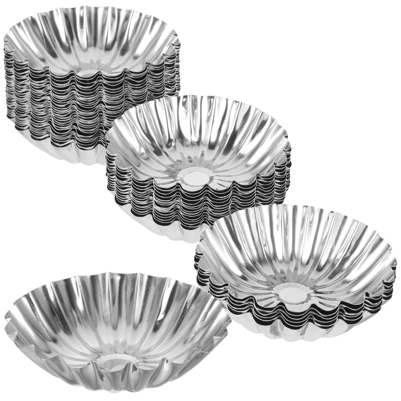 INOOMP 50piezas Moldes Para Tartaletas De Huevo Reutilizables De Acero Inoxidable Para Hornear Tartaletas Brioche y Pudines Caseros Cocina