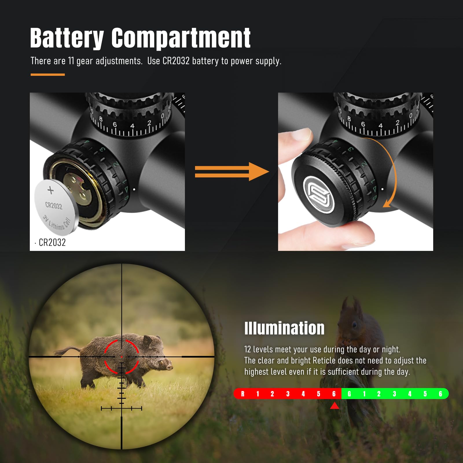 SPINA OPTICS IronClaw 2-10x32 AO Lunette de visée avec réticule illuminé Rouge et Vert 5 Niveaux,Tube de 30mm, Plans focaux Secondaires Lunettes de tir