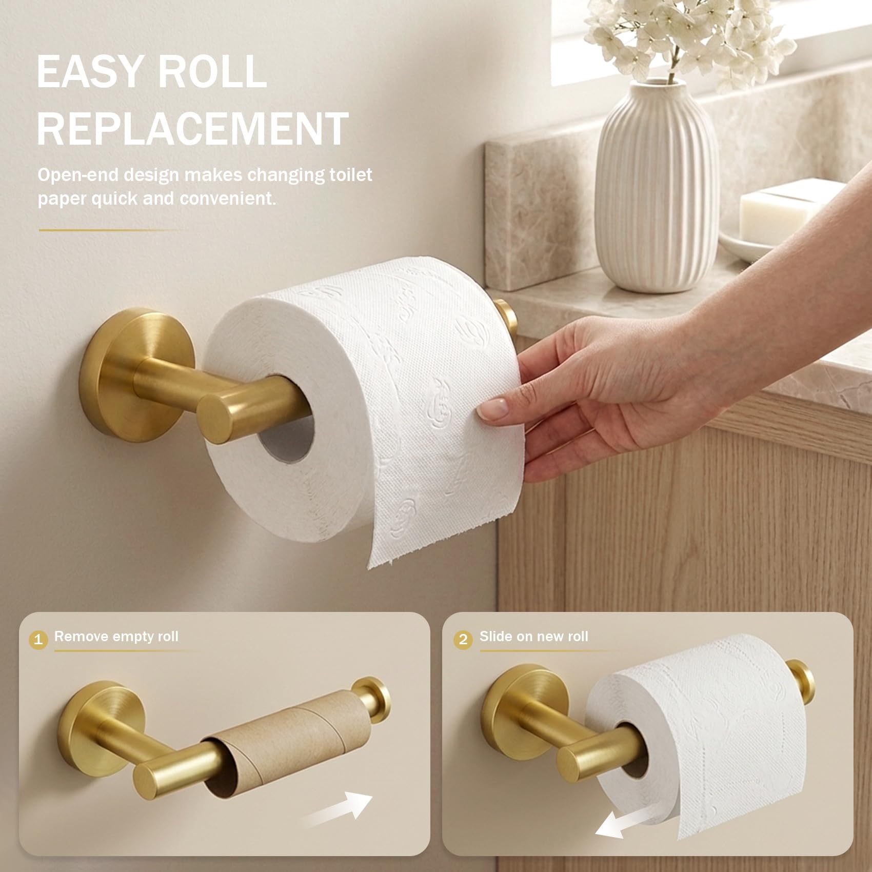 Gold Toilet Paper Holder with Stylish Brushed Gold Finish — Amazon image 2