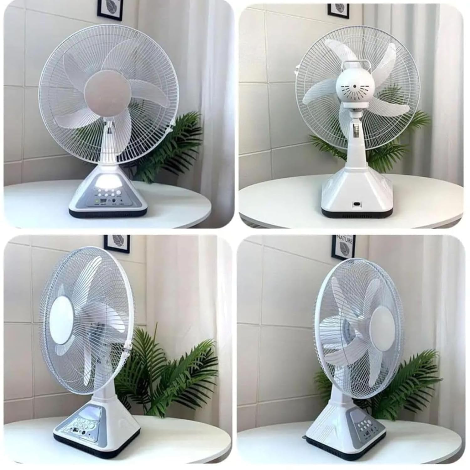 Drumstone® 16-Inch Rechargeable Table Fan with LED Light, Remote & USB Charging | Adjustable 3-Speed Airflow | Portable Cooling Fan for Home, Office & Outdoor – White | 10-Year Warranty 3