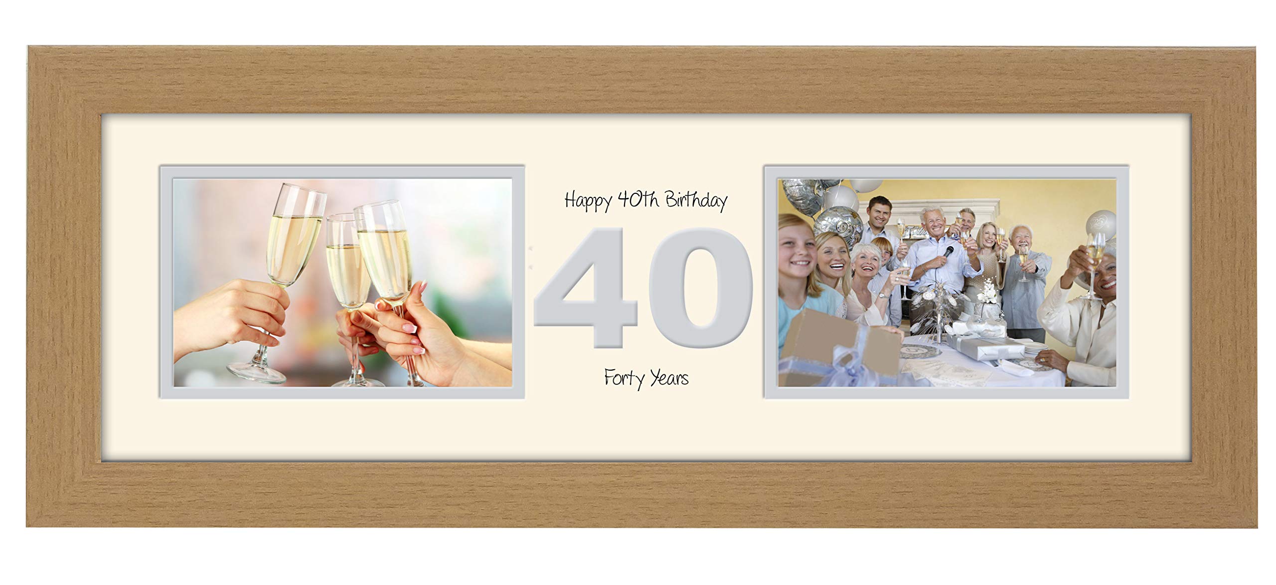 Photos In A Word Oak Finish Frame Cream Mount Grey Inside 40Th Birthday Photo Frame Fortieth Gift Takes Two 6”X4” Landscape Photos 1224A (Oak Finish Frame Cream Mount Grey Inside)