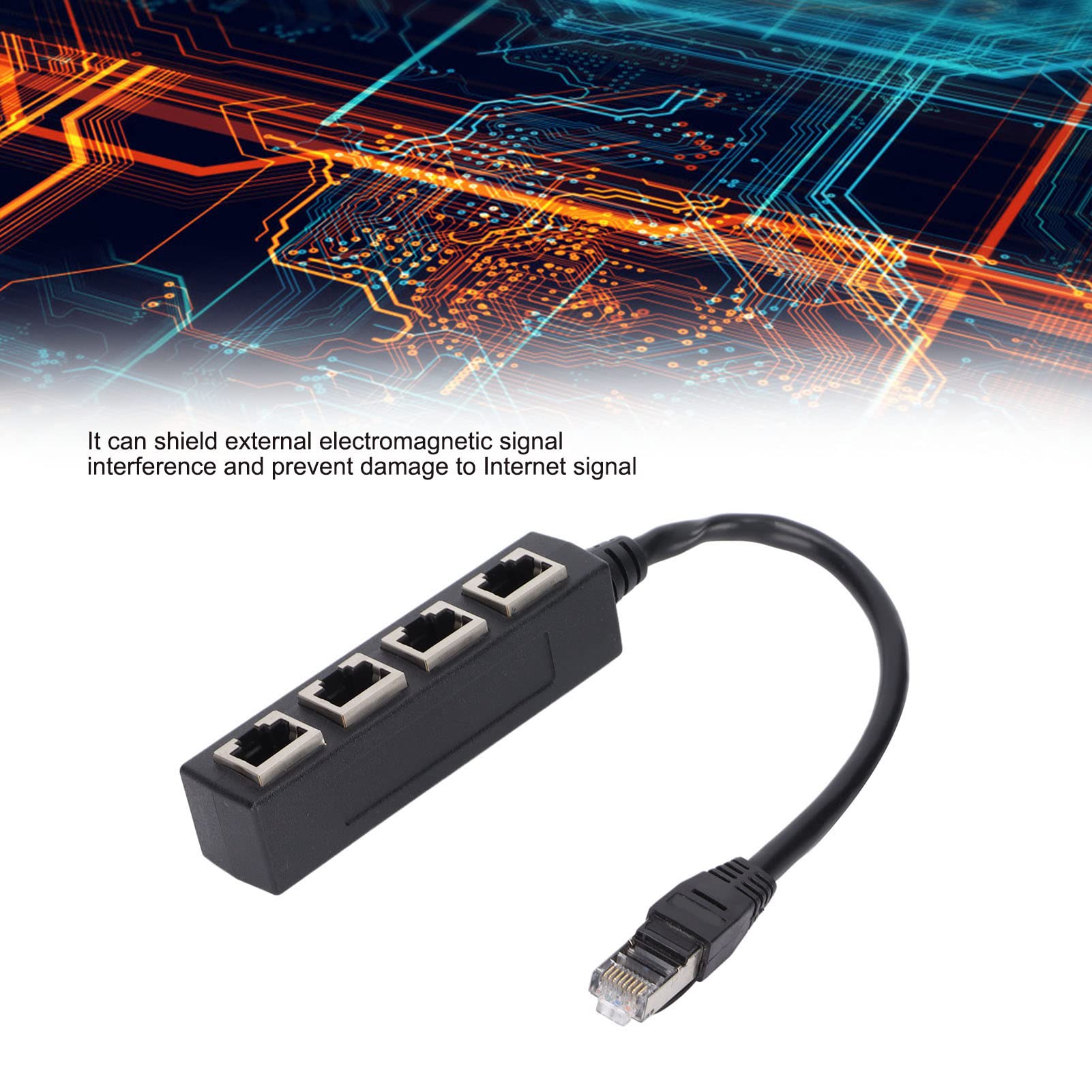 Ethernet Splitter, 1 to 4 Port Ethernet Cable Splitter Internet Splitter with Smooth for Network Cable Adapter Network Cable Adapter 1 to 4 Port Cable Adapter