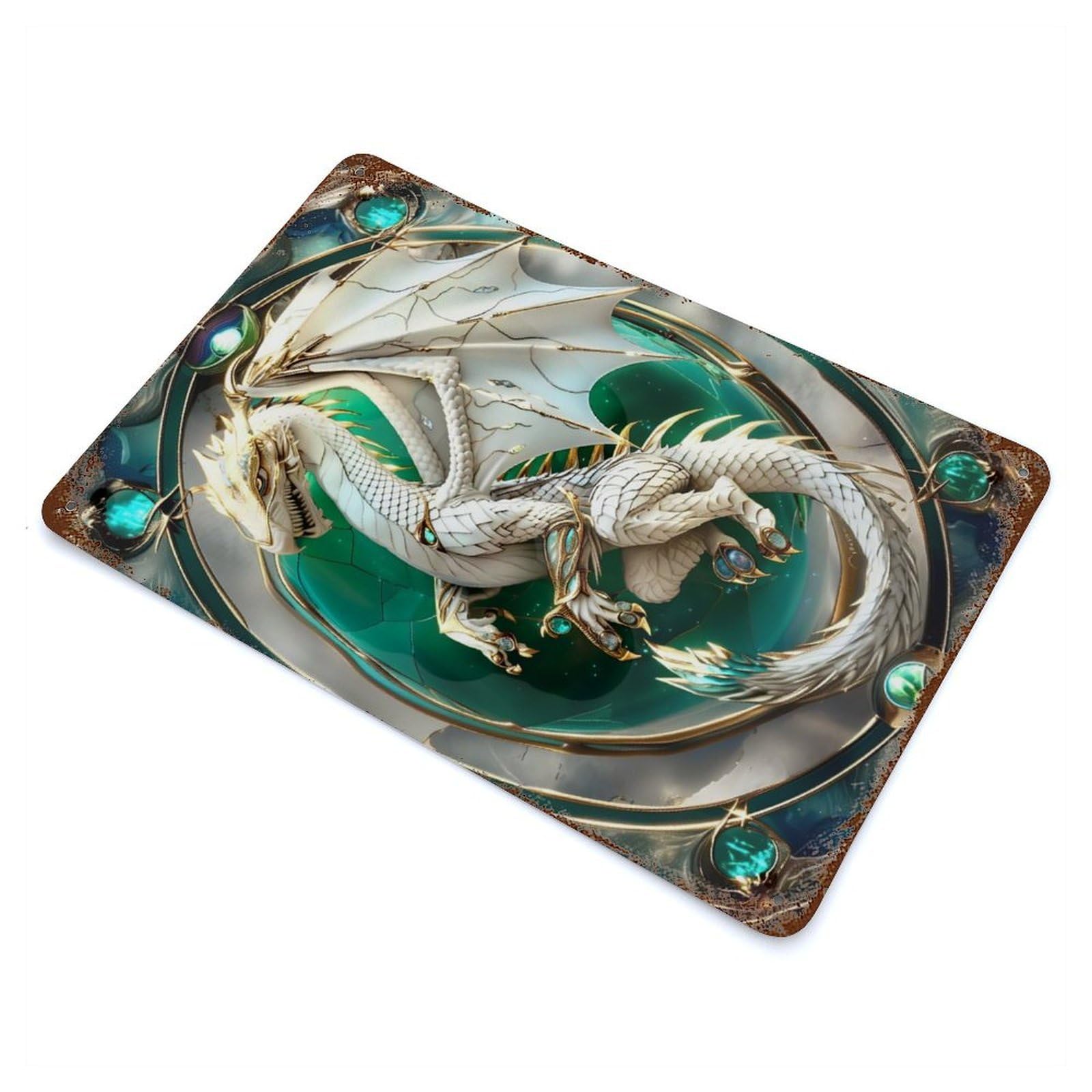 Dragon Kintsugi Art Decorative Tin Sign 11.8"x7.9", Rustic Home Decor for Garage, Pub Or Kitchen