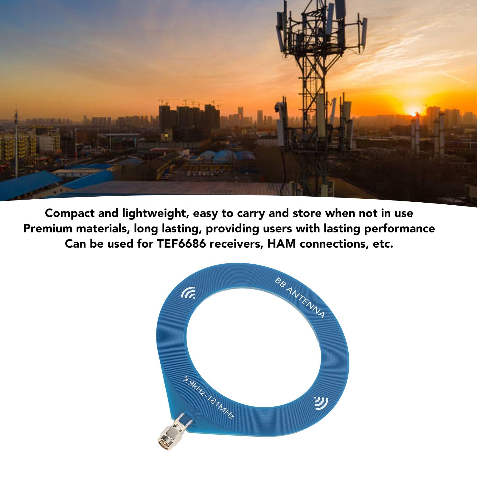 Antenna a Loop a Onda Corta, 9,9 KHz -181MHz PCB Antenna, a Onda Corta Portatile Compatta per il da con Connettore SMA per Ricevitori TEF6686 e Radio HAM