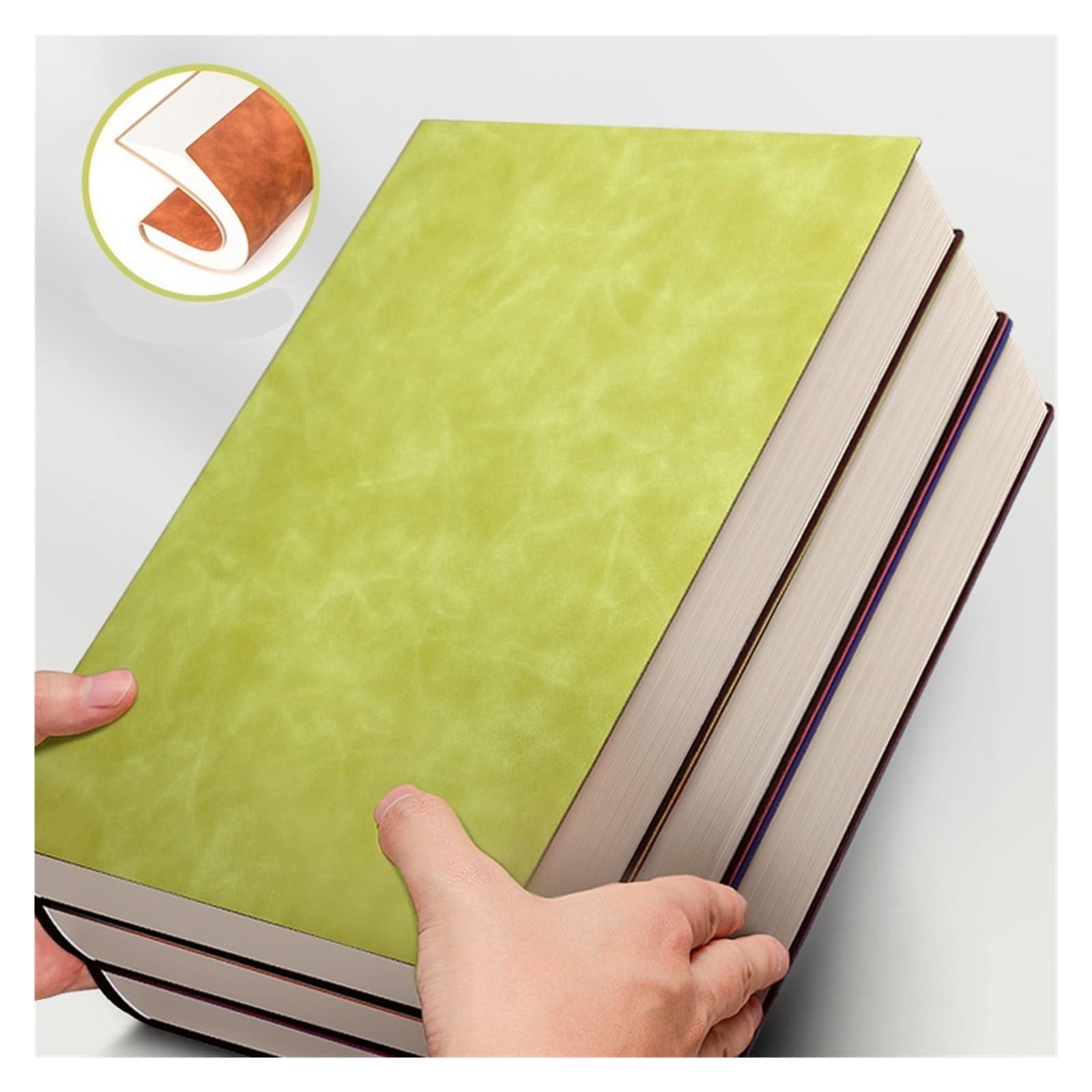 Generico Taccuino con copertina morbida vuota e pagina interna linea orizzontale, A4, diario for riunioni d'ufficio, 100 208 fogli(A4 Brown,Line 208 Sheets)