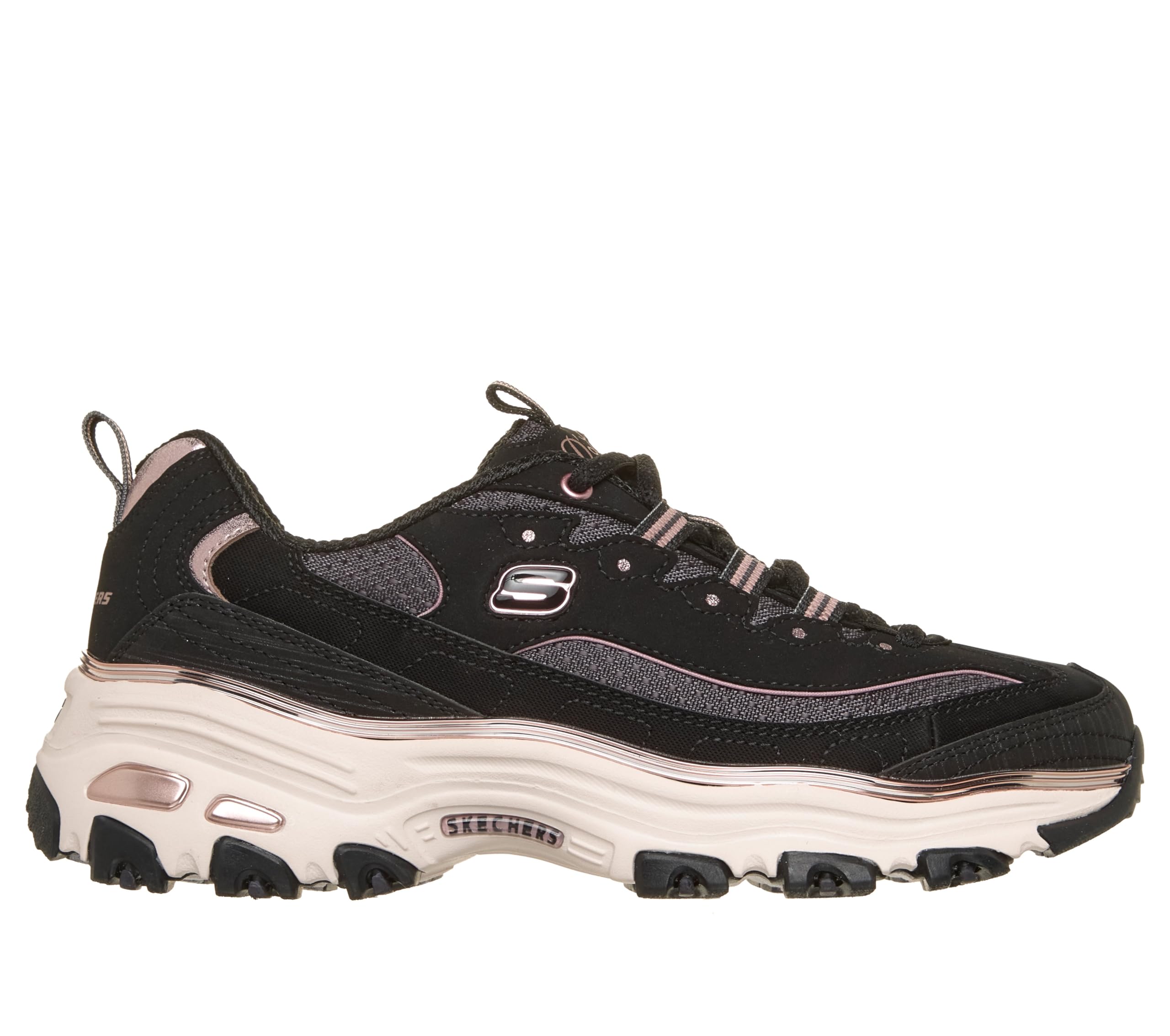 Skechers Damen D'Lites Turnschuhe, Black Duraleather/Leather/Mesh/Rose Gold Trim, 39.5 EU – Ansicht 5