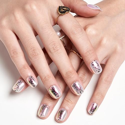 Miniatura 3 de GLAMERMAID Uñas postizas extra cortas a presión, hechas a mano, de metal cromado blanco, escovalas cortas, cuadradas redondas naturales, gel