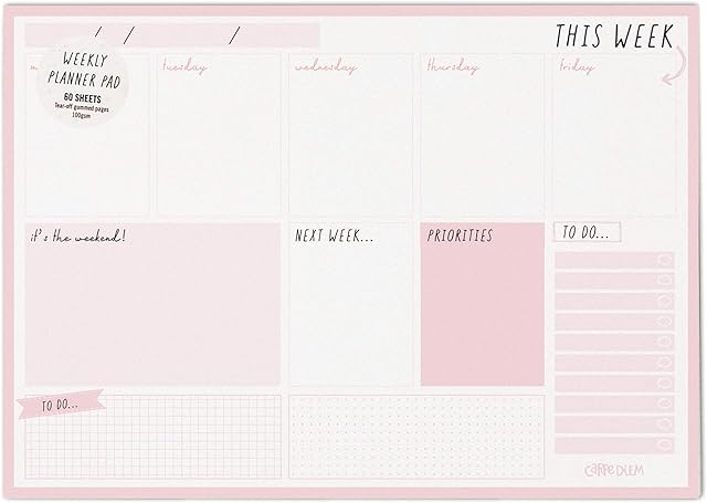 Pukka Pad, Carpe Diem, Weekly Planner Pad, Ballerina Pink