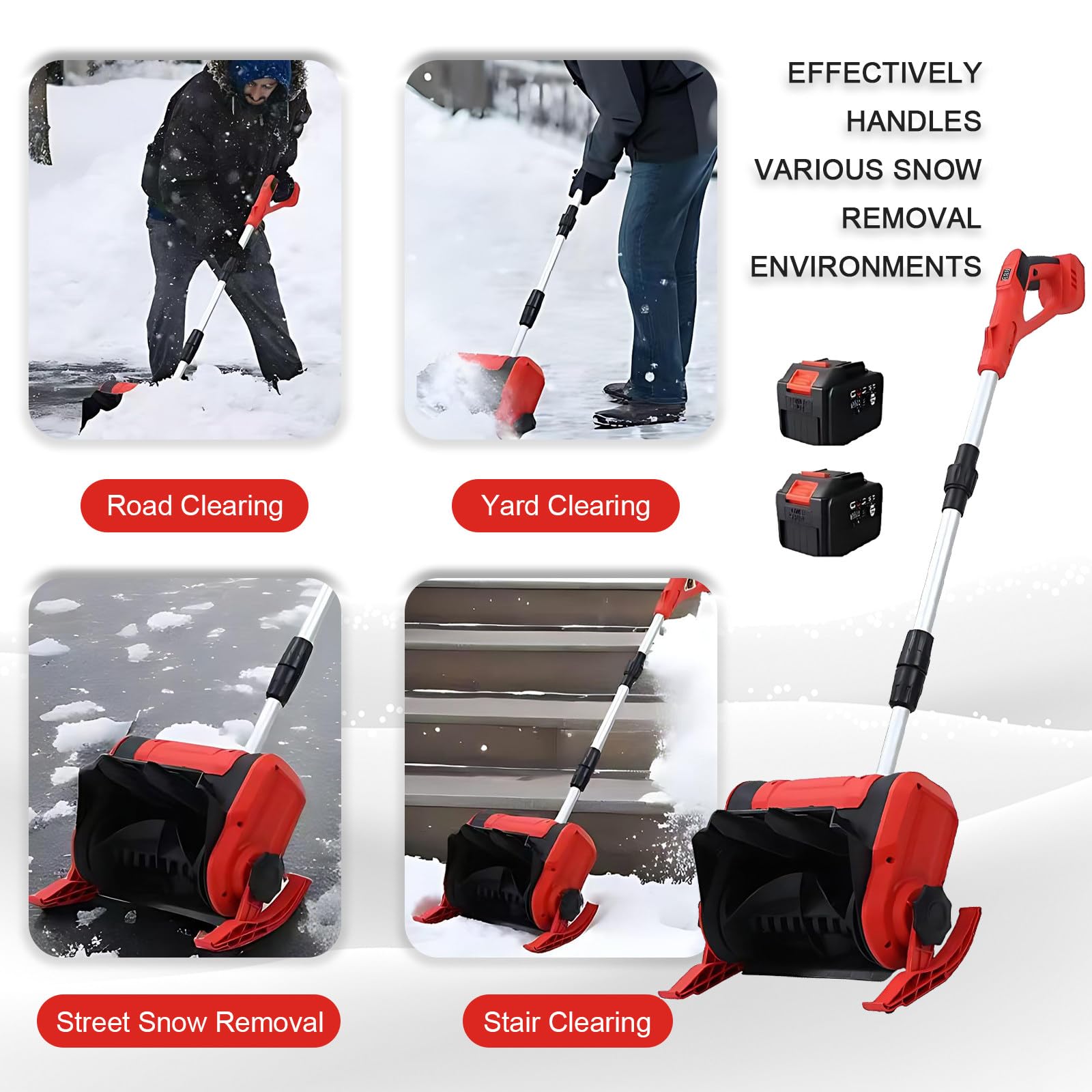 Fresa spazzaneve a Batteria 20 V, Larghezza di Lavoro 32 cm, Altezza Neve Max. 16 cm, Batteria 4000 mAh e Caricabatterie rapido, per la Pulizia del vialetto