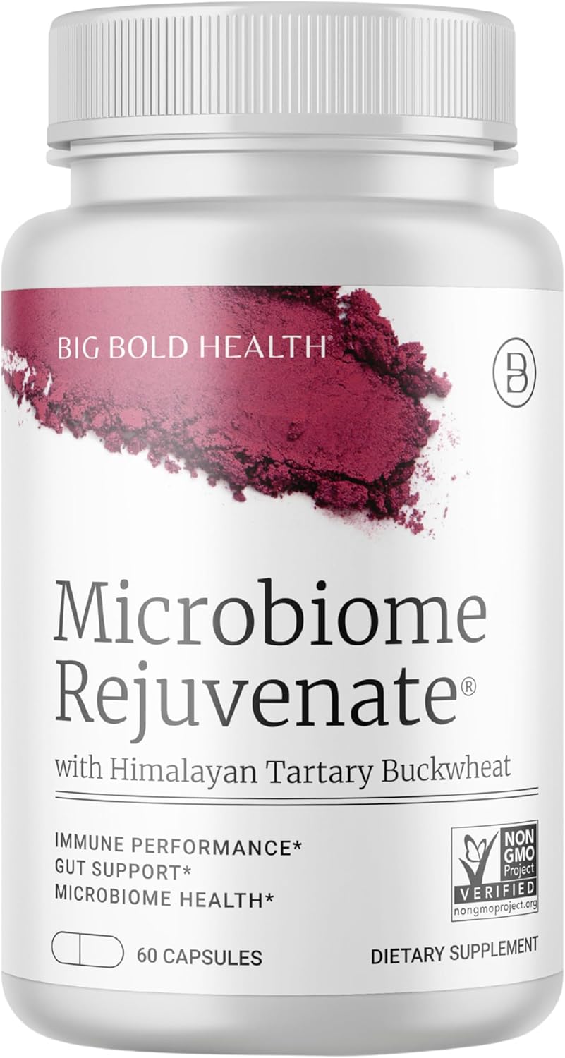 BIG BOLD HEALTH Microbiome Rejuvenate Prebiotic + Probiotic Supplement for Gut Health & Immune Support - with Himalayan Tartary Buckwheat - Gluten-Free (120 Count (Pack of 1))