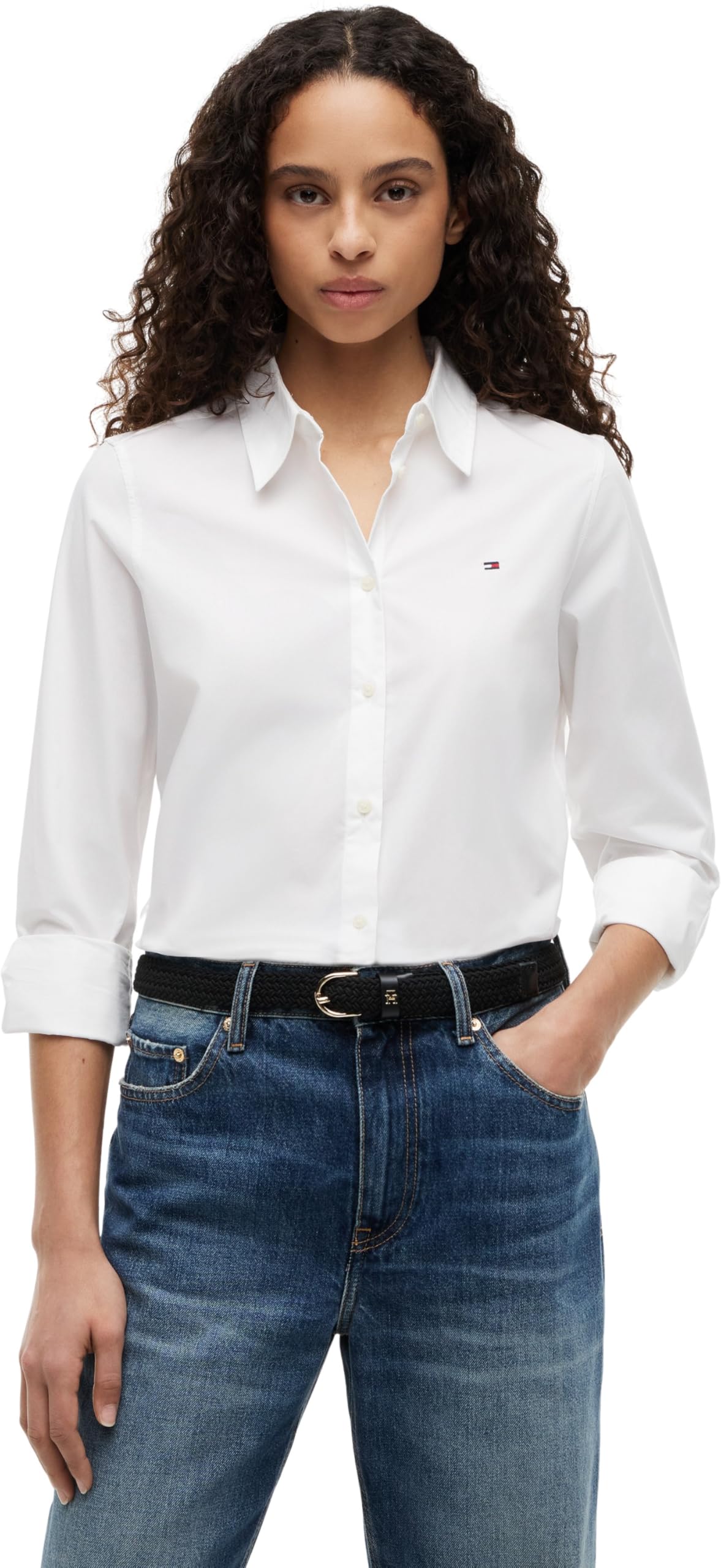 Tommy Hilfiger Chemise Femme en Coton, Blanc (Th Optic White), 42