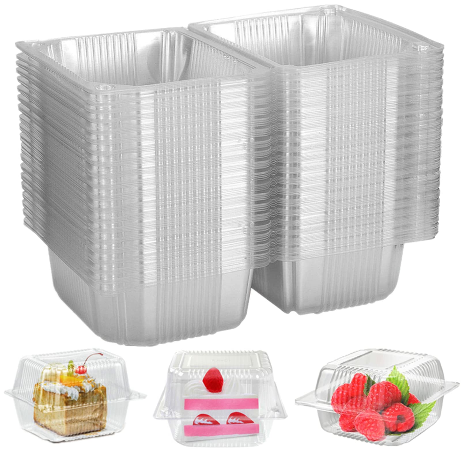 50 Individual Cake Slice Boxes - 13.6 x10.5x9cm/5.3x4.1x3.5 Inch, Transparent