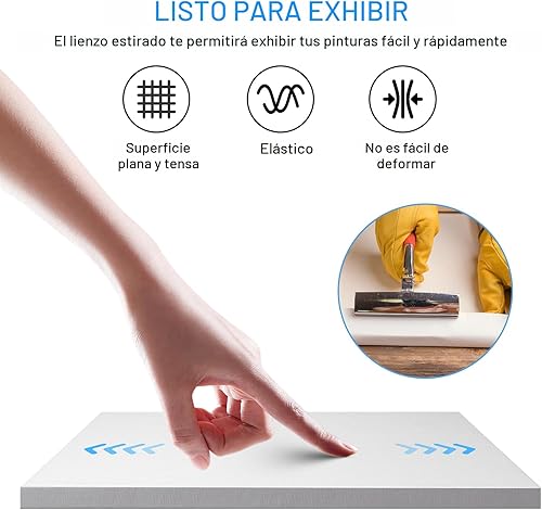 Miniatura 4 de Gotideal Lienzo para pintura, paquete de 14 unidades, lienzo de pintura estirado, lienzo de pintura en blanco para acrílico, óleo, suministros