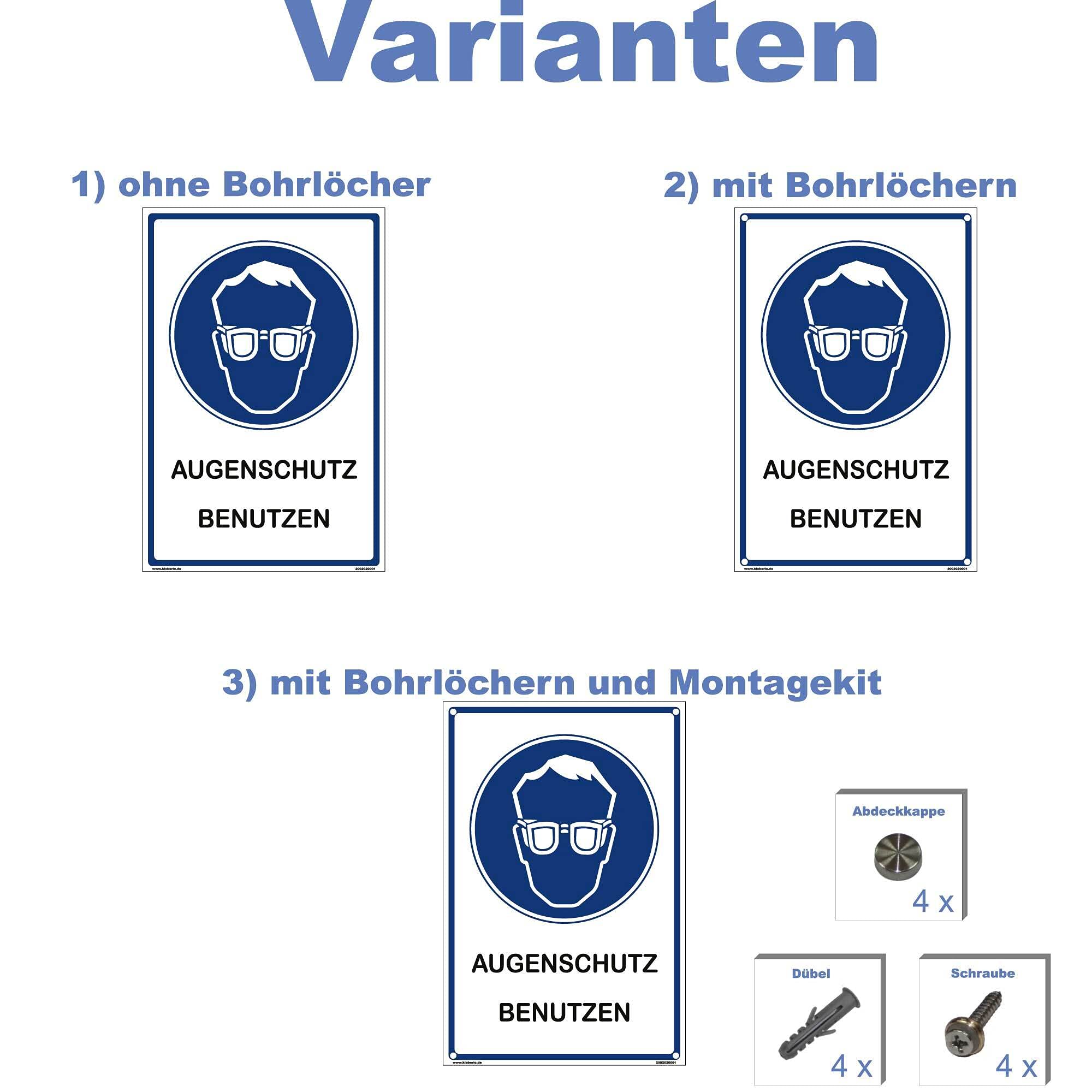 Hinweisschild Labor - Augenschutz benutzen - 40 x 60 cm gelocht & Kit Arbeitsbrille Werkstatt Schild Chemie Sicherheits Brille Schutzbrille für Brillenträger