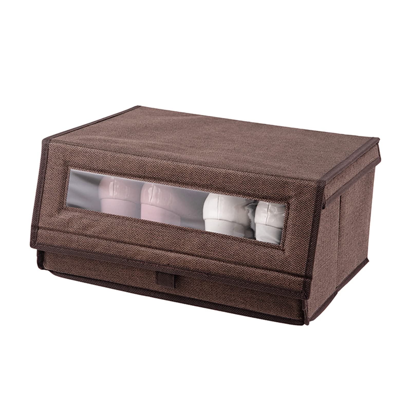 Shoe Storage Box Bins Closet Underwear Sundries Organizer with Clear Window Coffee | Furniture | Dressers & Chests of Drawers-image-29
