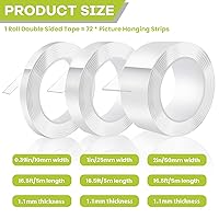 Vista 2 de Cinta adhesiva de doble cara resistente, cinta adhesiva nano extraíble de doble cara, cinta de montaje transparente para colgar cuadros, tiras