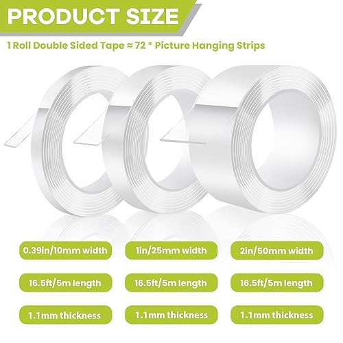 Miniatura 2 de Cinta adhesiva de doble cara resistente, cinta adhesiva nano extraíble de doble cara, cinta de montaje transparente para colgar cuadros, tiras