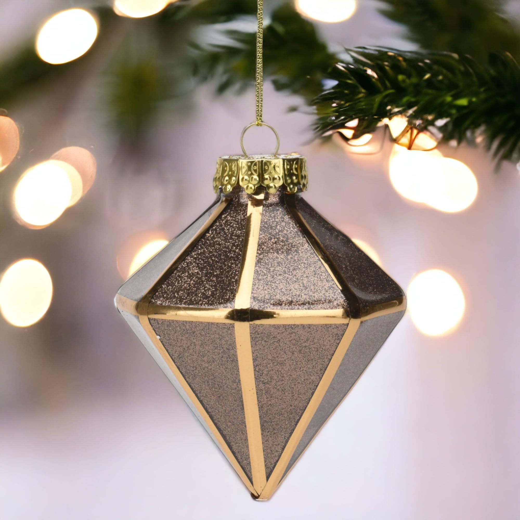 MIJOMA - Juego de 12 bolas de Navidad nostálgicas, irrompibles, Ø 8 cm, adorno para árbol de Navidad con diseño único y encanto vintage en azul zafiro, dorado y marrón (Set 4)