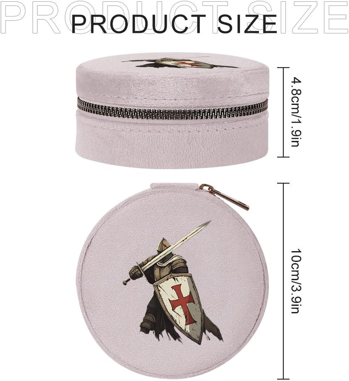 Knights Templar Travel Jewelry Case Box Peachy Pink-style image 2