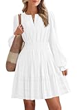 Mini Dresses for Women 2025 Casual Lightweight Long Sleeve V Neck A Line Elastic Waist Party Holiday Dress