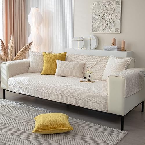 Miniatura 10 de vctops Funda de sofá de terciopelo de lujo suave y cálida funda de sofá seccional antideslizante de color sólido protector geométrico acolchado de