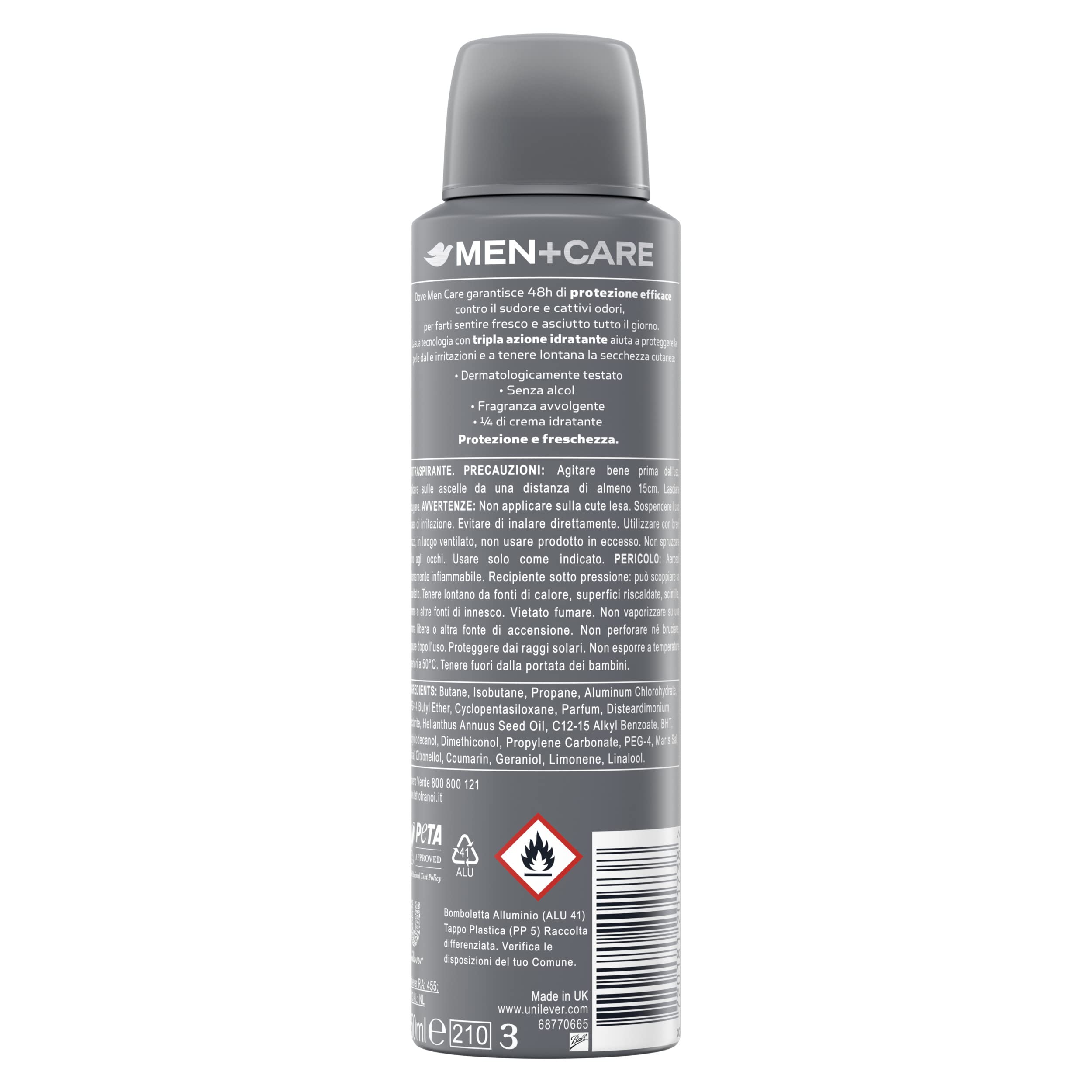 Dove Men+Care Deospray Talc Feel, mit 1/4 Feuchtigkeitscreme, Deodorant für Herren, Antitranspirant, alkoholfrei, hilft Reizungen zu reduzieren, bis zu 48 Stunden Schutz, 6 x 150 ml