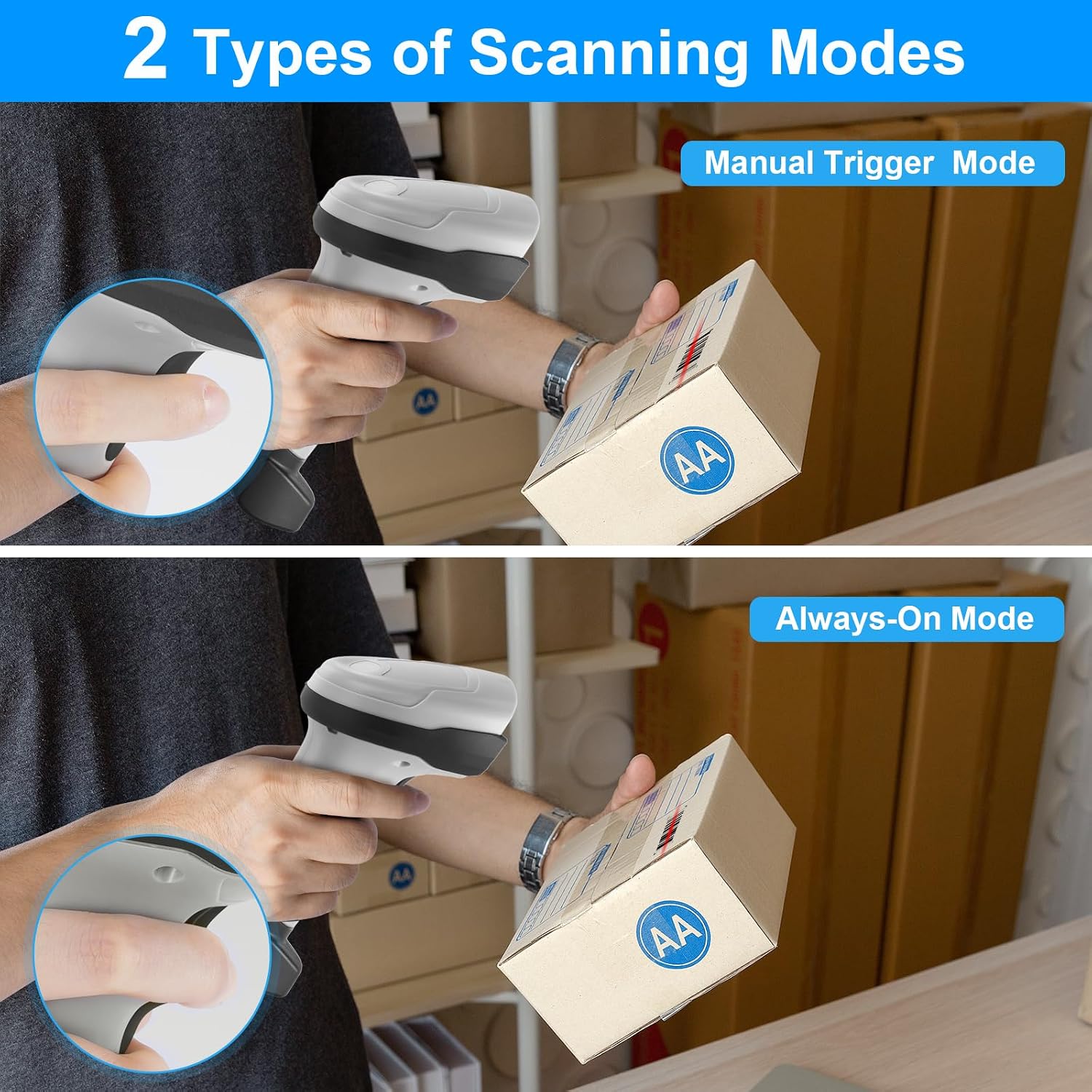 Wireless Barcode Scanner JRHC 1D CCD Barcode Reader with Stand Transmission 2.4GHz Wireless & USB Wired Connection 2 in 1 Plug and Play Handheld Bar Code Scanners for Store Supermarket Warehouse