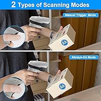 Vista 5 de Escáner de código de barras inalámbrico, JRHC 1D CCD lector de código de barras con transmisión de soporte, conexión inalámbrica y USB de 2.4 GHz